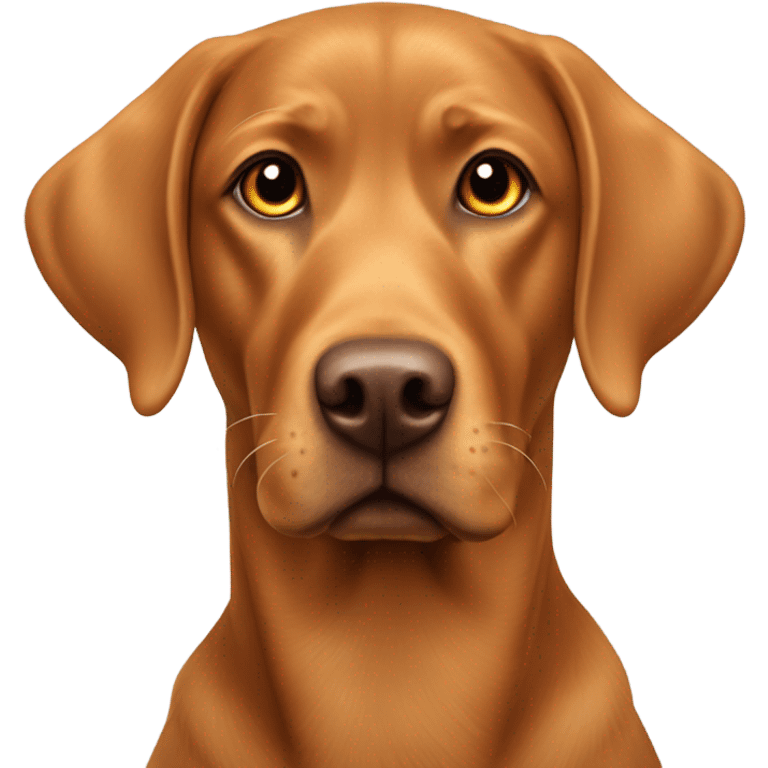 Red Labrador with little white spot on chest with mallard duck emoji