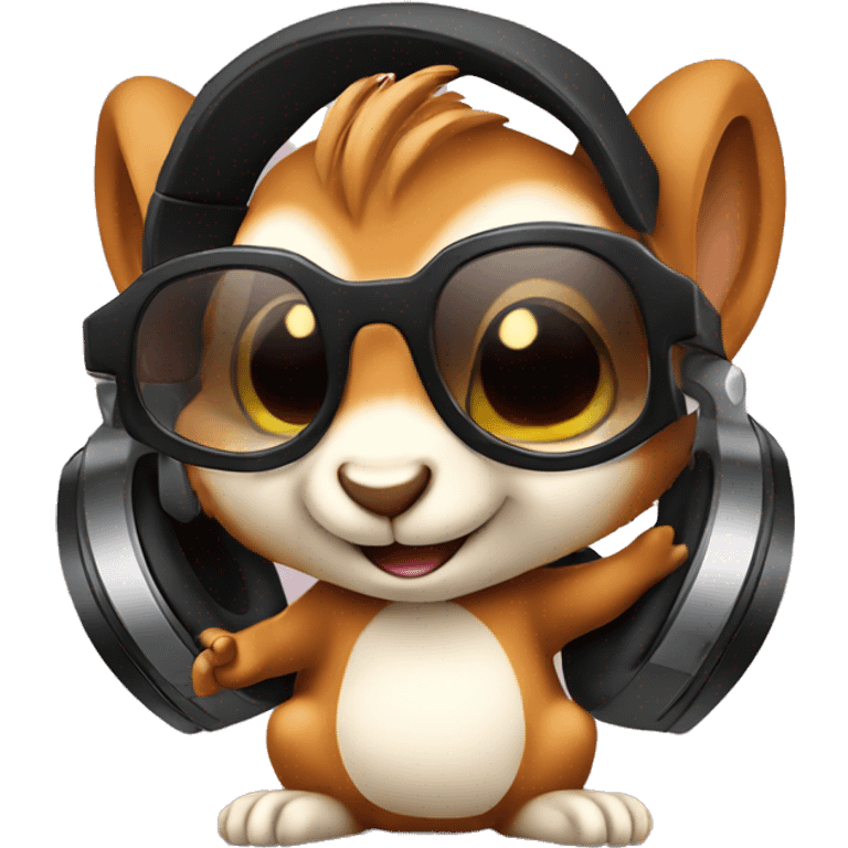 a cute little Dj-squirrel in the earpods and sunglasses emoji