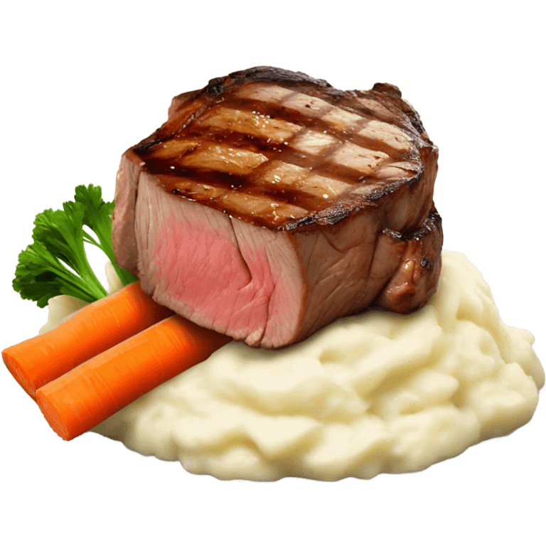 Ribeye steak with mashed potatoes and carrots emoji