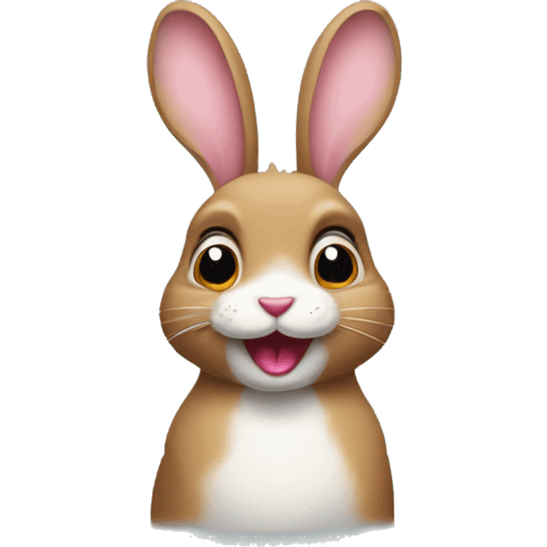  bunny with sticking tongue out looking up emoji