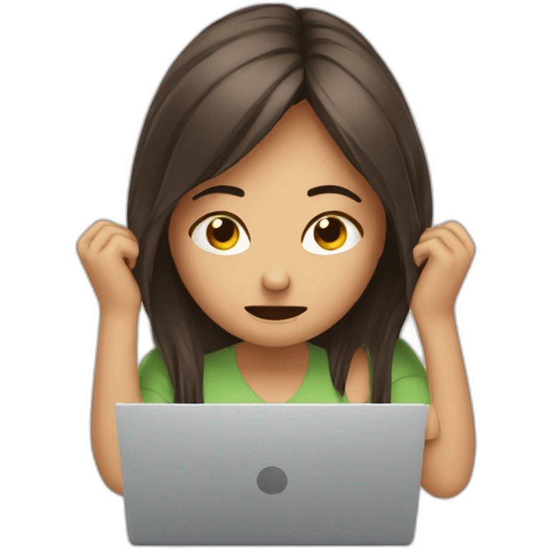 stressed girl computer emoji