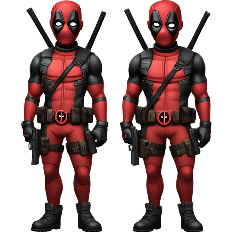 Cute deadpool character full body with pistols emoji