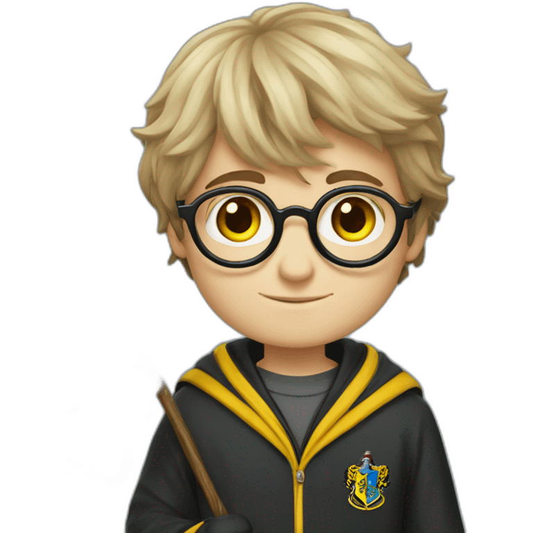 Harry Potter holds a Ukrainian flag emoji