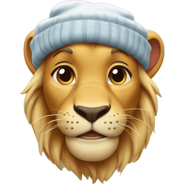 Simba with winter hat emoji