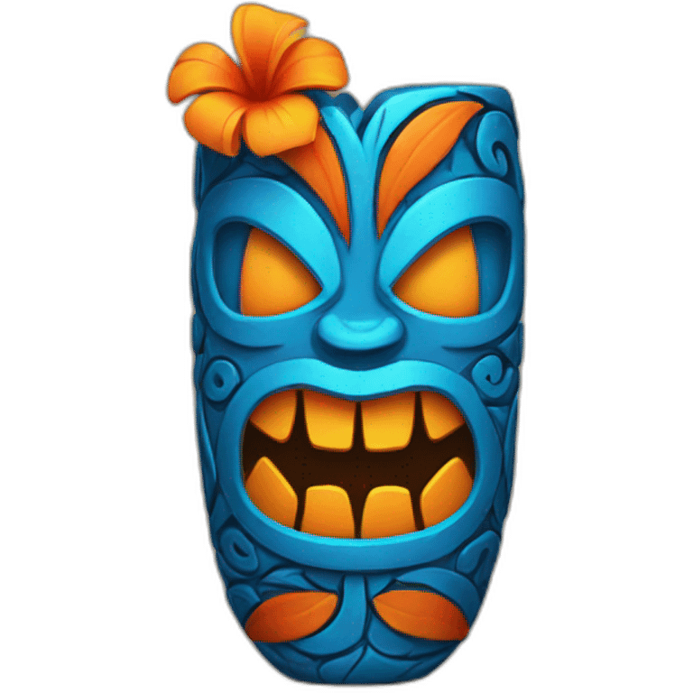 Tiki with colors blue and orange-tornado-fun-love-girl emoji