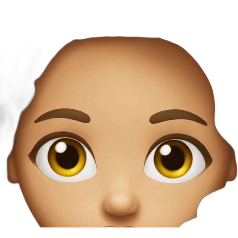 small lips big eyes brunette tanned girl emoji