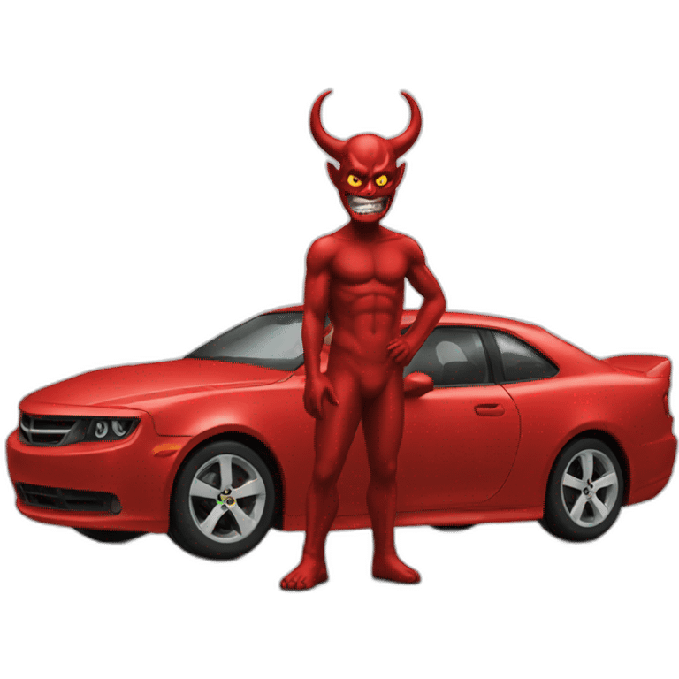 Devil standing with car emoji