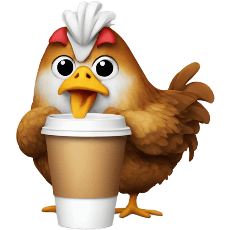 Chicken drinking coffee emoji