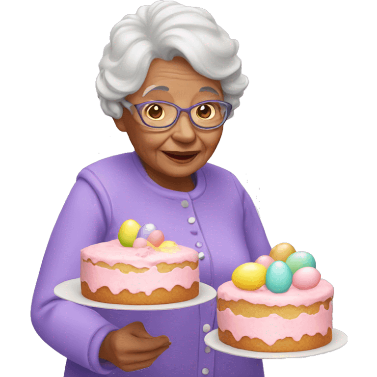 Granny with Easter cake emoji