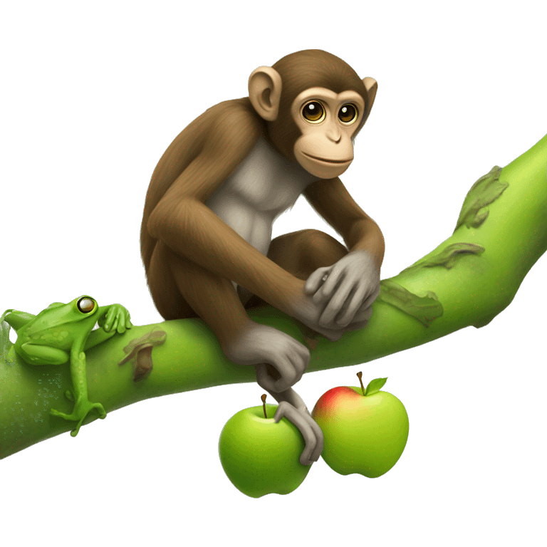 Monkey with an apple frog emoji