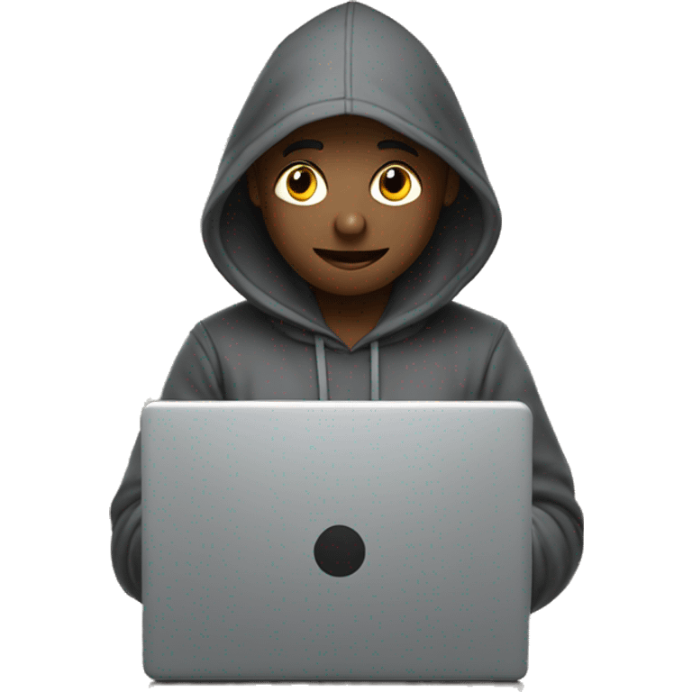 student with hoodie working on a laptop emoji