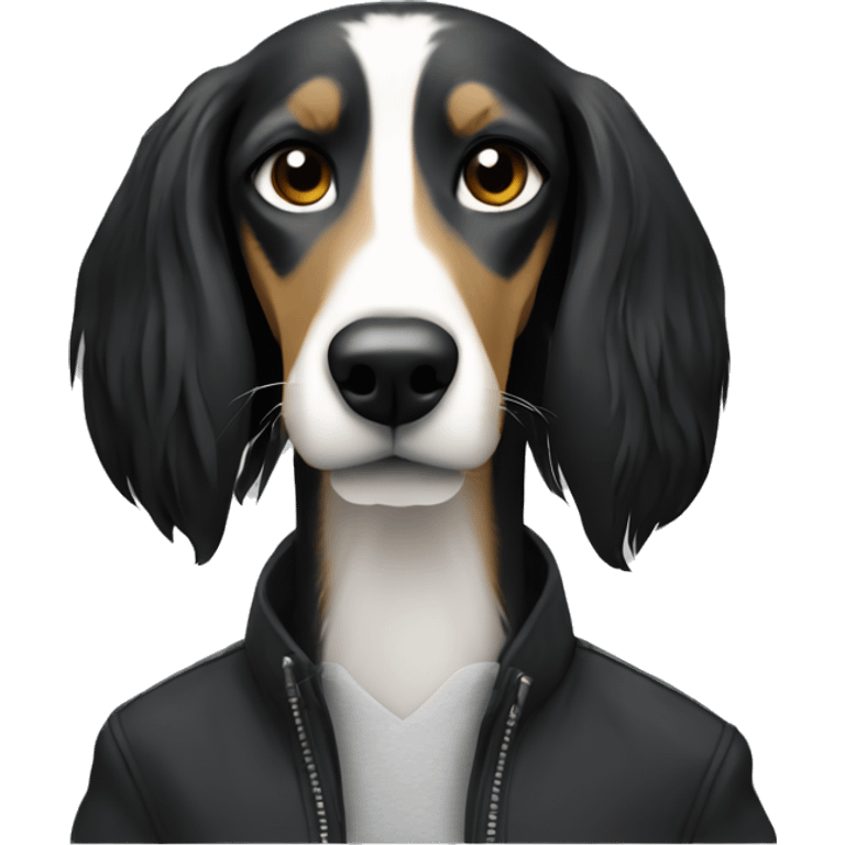 saluki in black jacket emoji