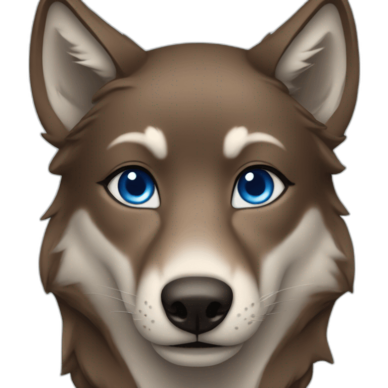 Brown female wolf blue eyes  emoji