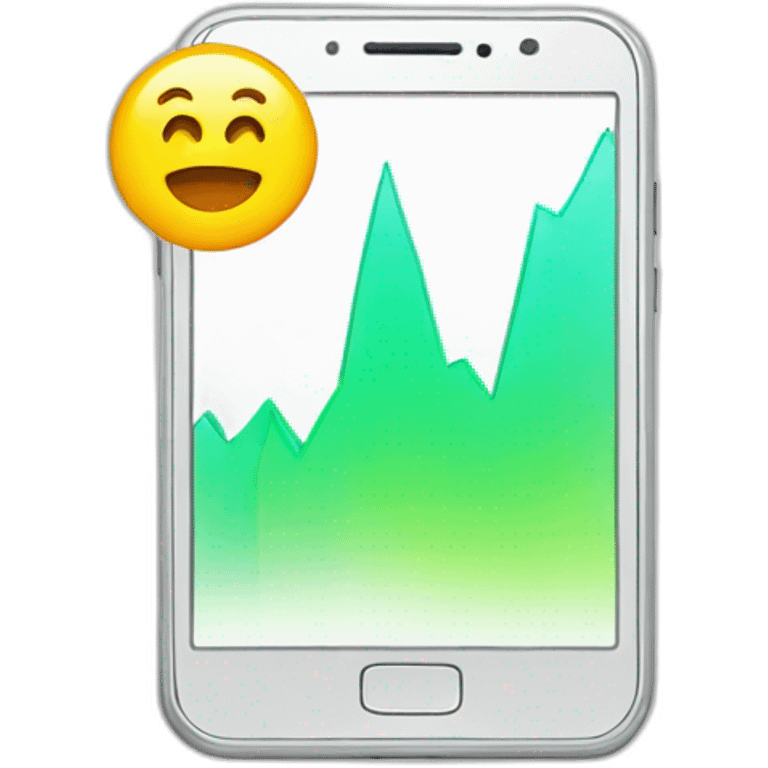 a smartphone showing a graph going up emoji