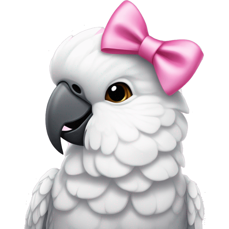 white cockatoo with a pink bow emoji