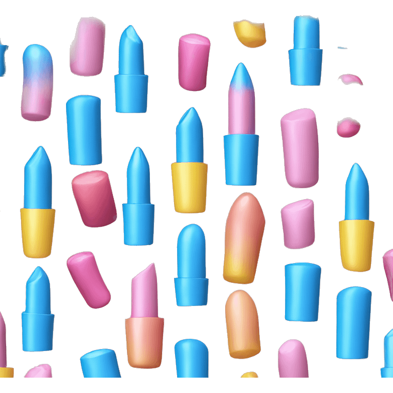 Yellow pink and blue lipstick emoji