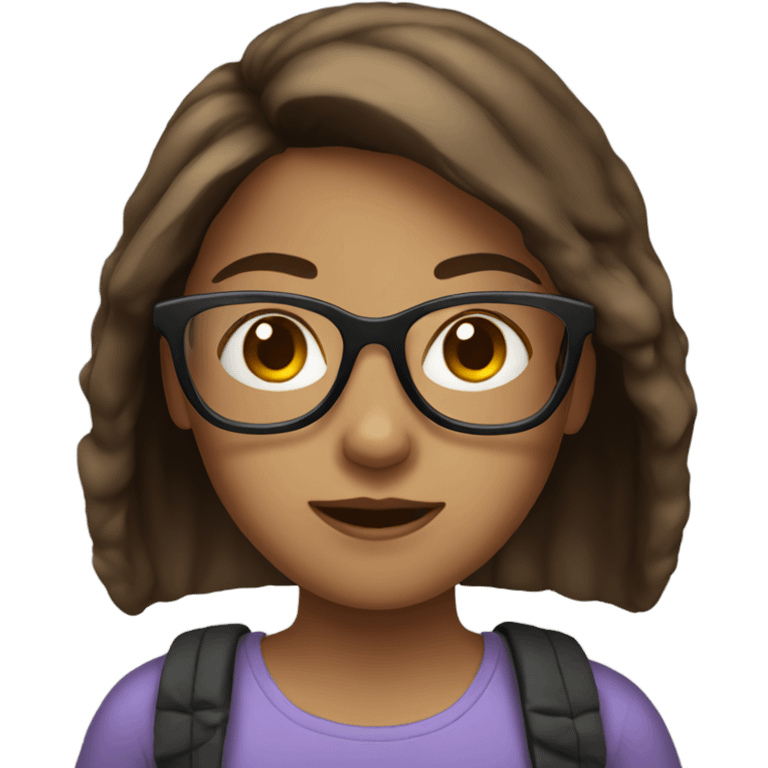 Girl with brown hair and glasses emoji