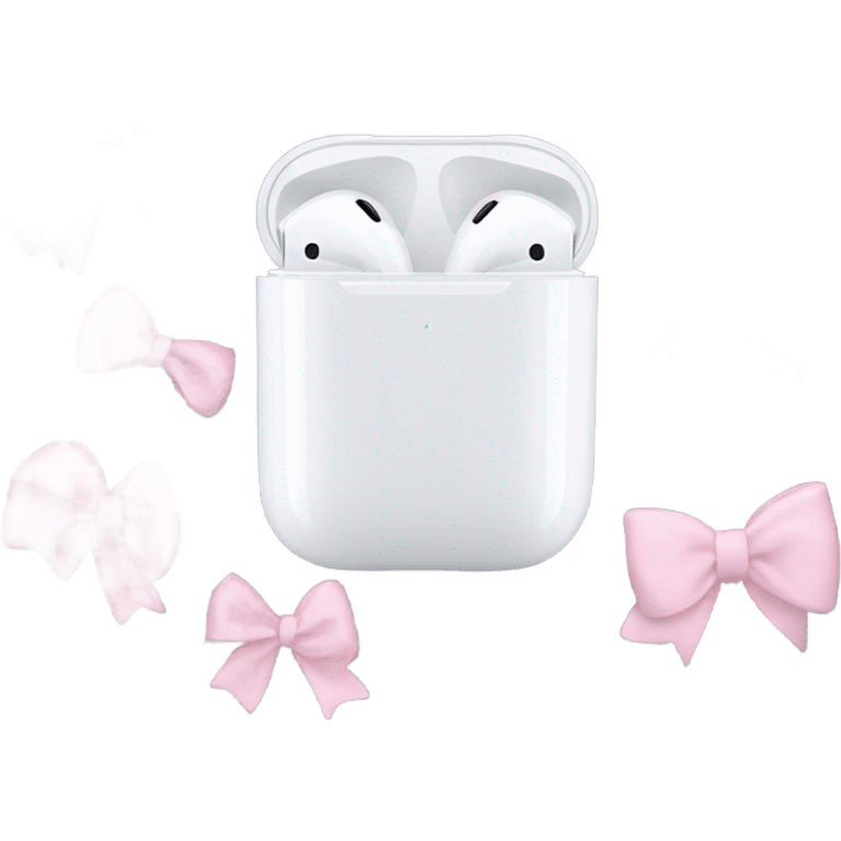 grey airpod max with light pink bows on the side emoji