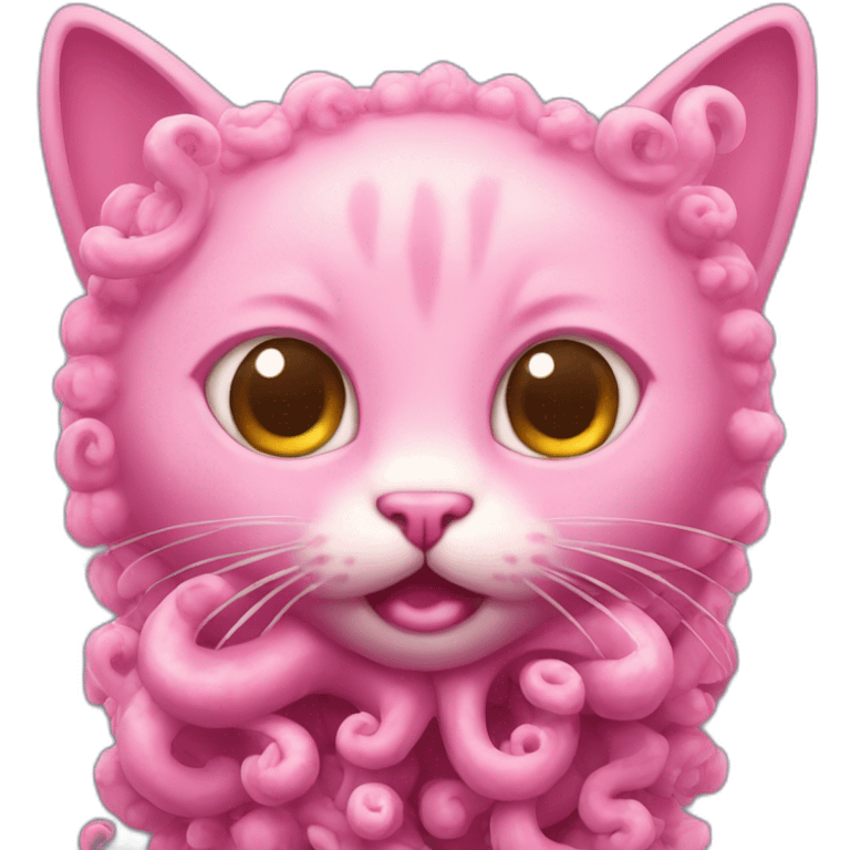 Head of pink cat with cute fluffy Octopus Tentacles emoji