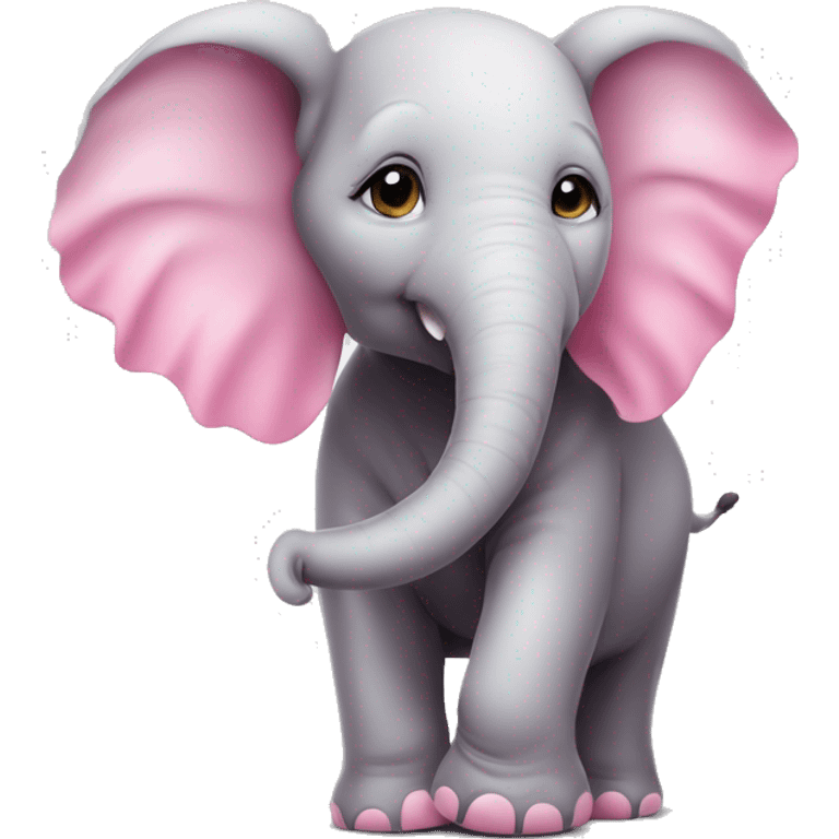 Elefante bebe sencillo con ojos tiernos color rosado que tenga un pincel en las manos  emoji