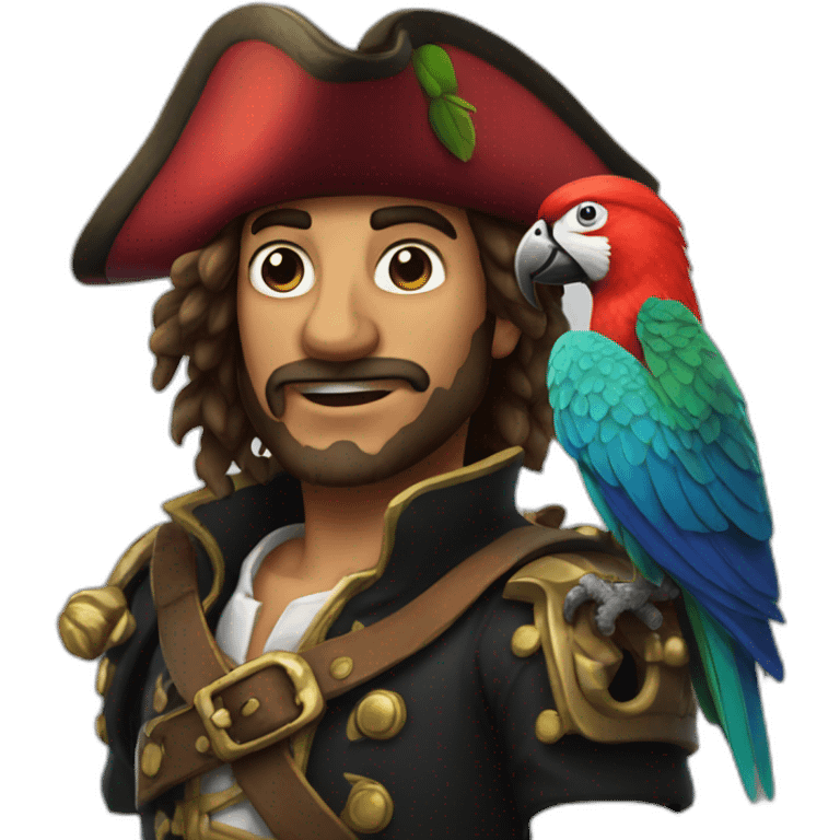 pirate with a parrot on his shoulder emoji