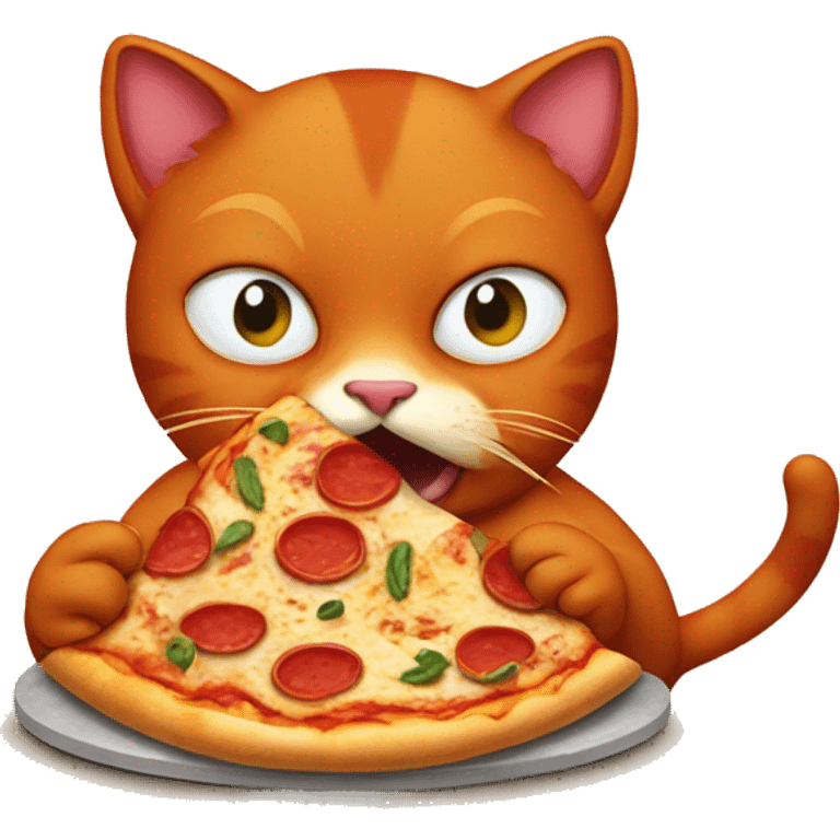 Red cat eating pizza  emoji