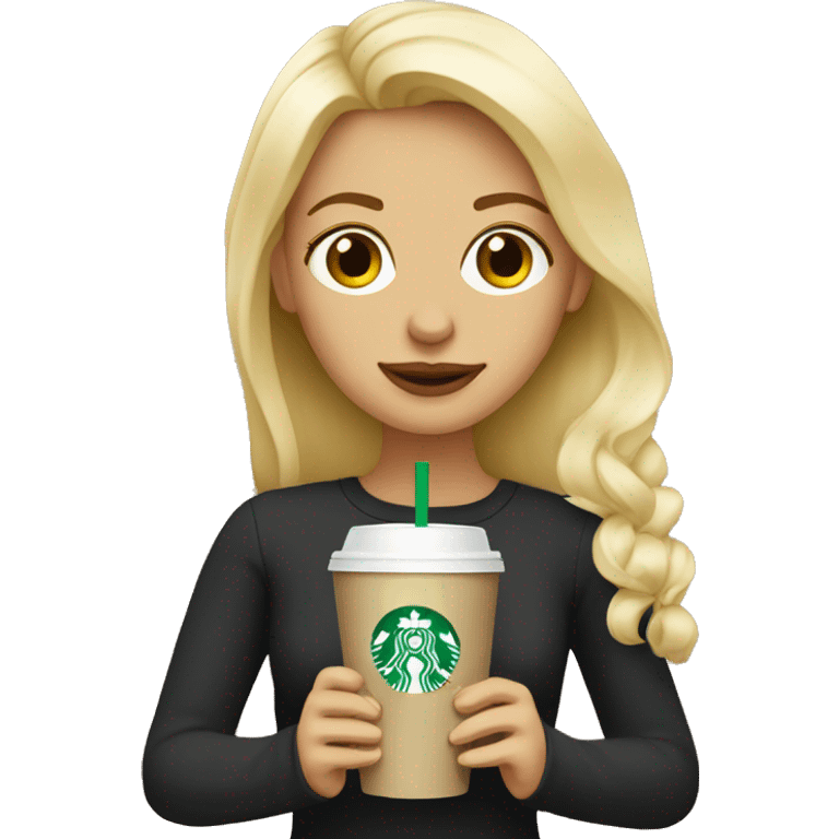 Blonde girl drinking Starbucks  emoji