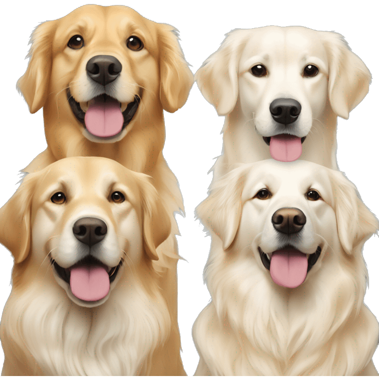 Two golden retrievers and one white golden retriever  emoji