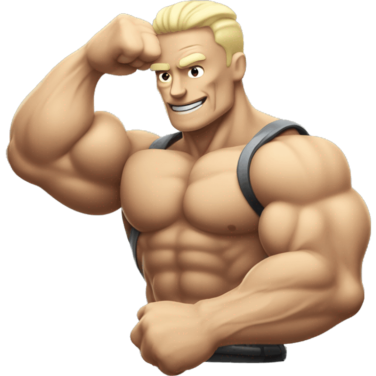 Muscular Android bicep flexing emoji