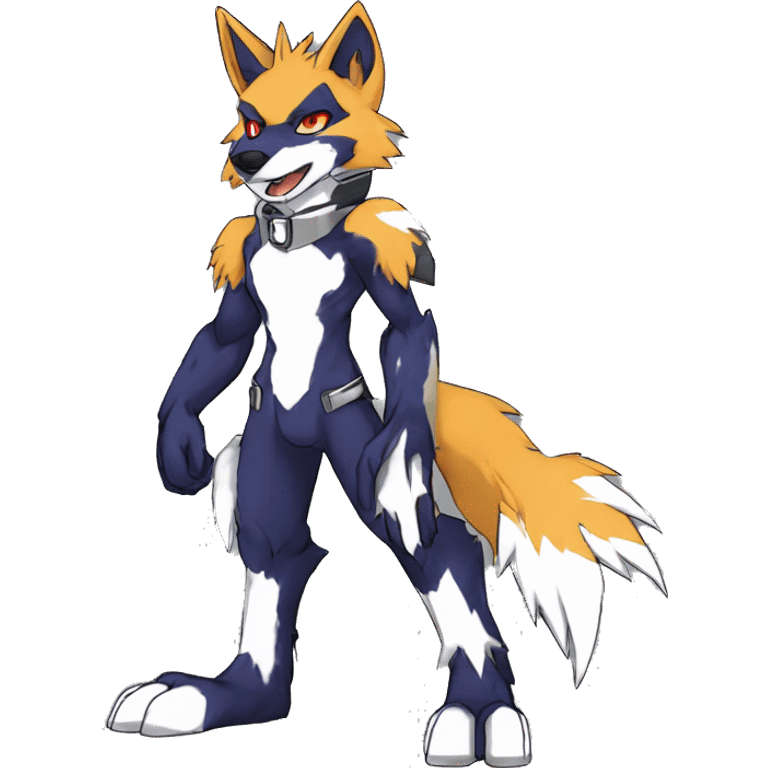  Cool Edgy Colorful Anthro War-Digimon-Fakemon-Wolf with edgy markings full body emoji