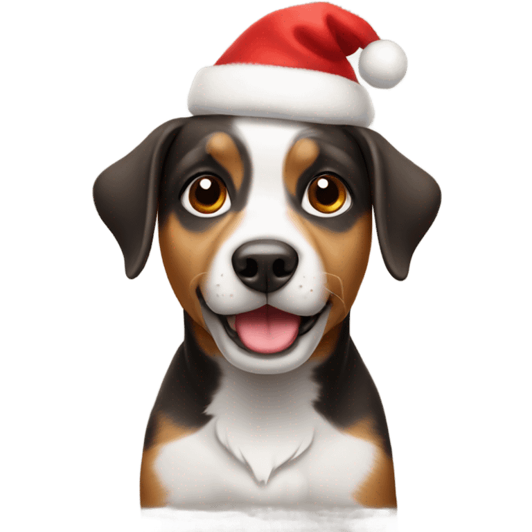 Cute Dog Wearing A Christmas Hat emoji