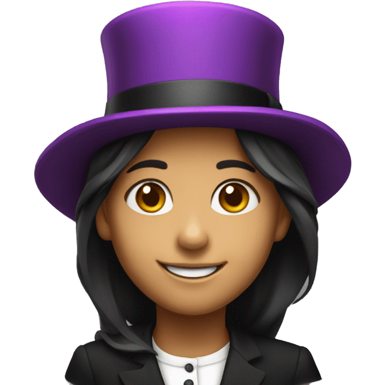 smiling girl in top hat emoji