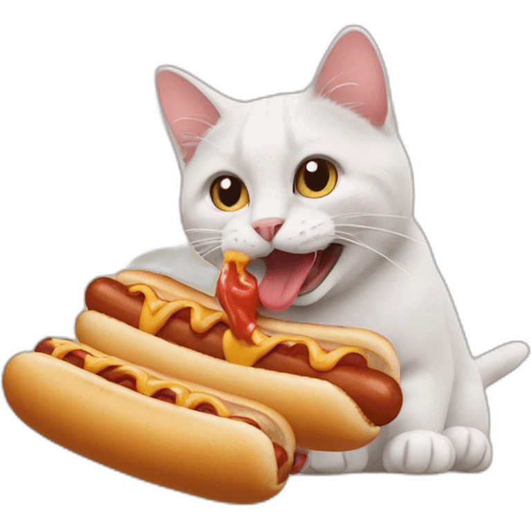 cat eating hotdog emoji