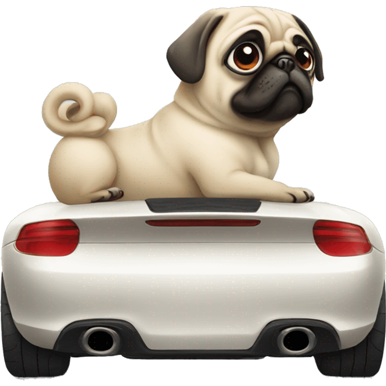 Pug in Porsche car emoji