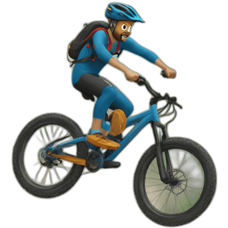 Man jumping in a mountain bike emoji