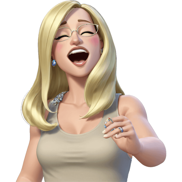 blonde girl singing with jewelry emoji