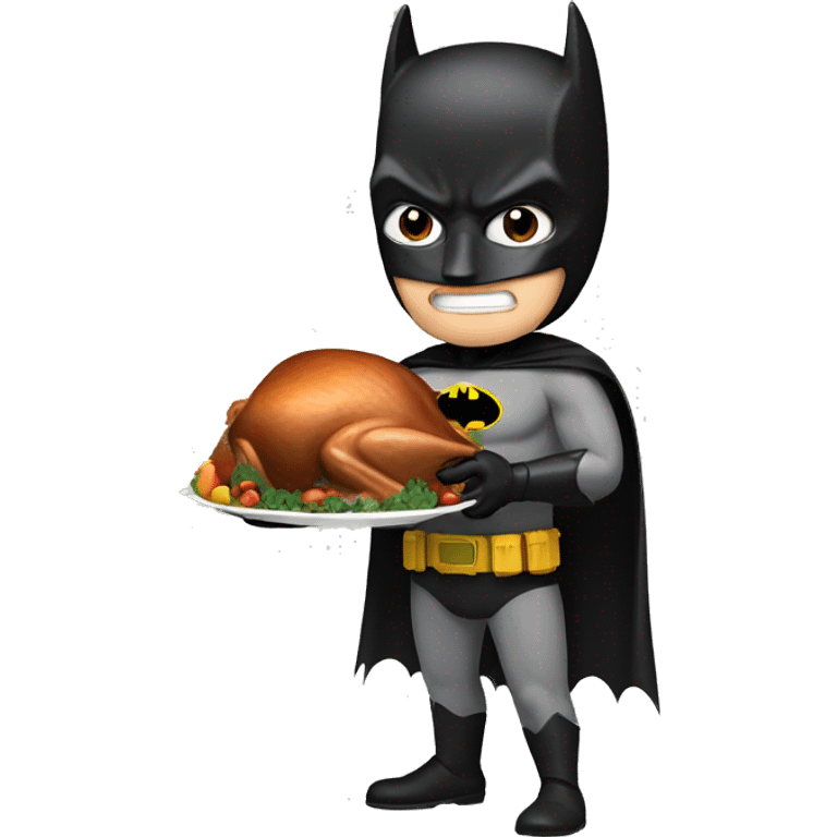 Batman holding a turkey emoji