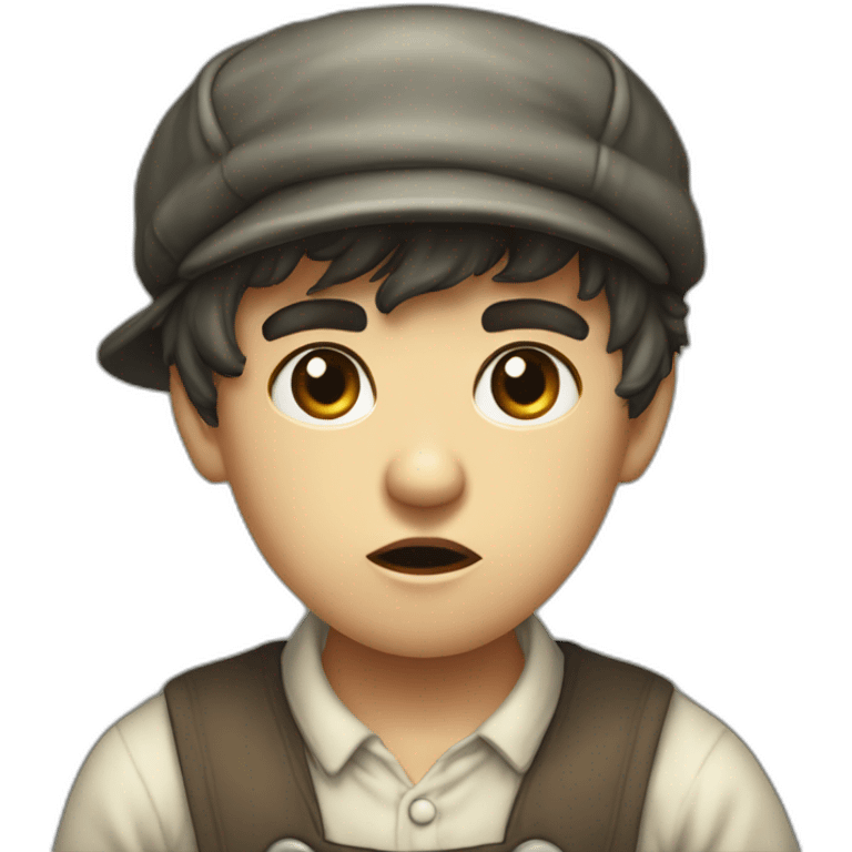 Victorian-Era-poor-factory-worker-kid-flat-cap-angry emoji