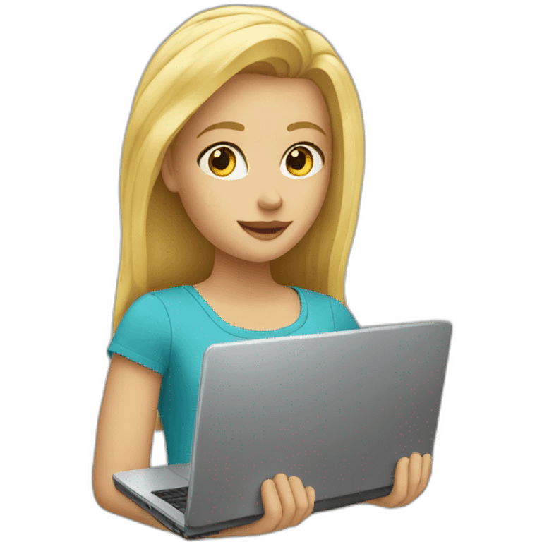 blond girl with laptop emoji