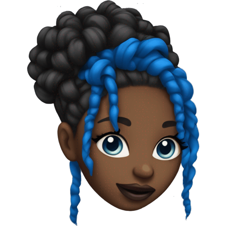 Black girl with blue locs and big lips and lashes emoji