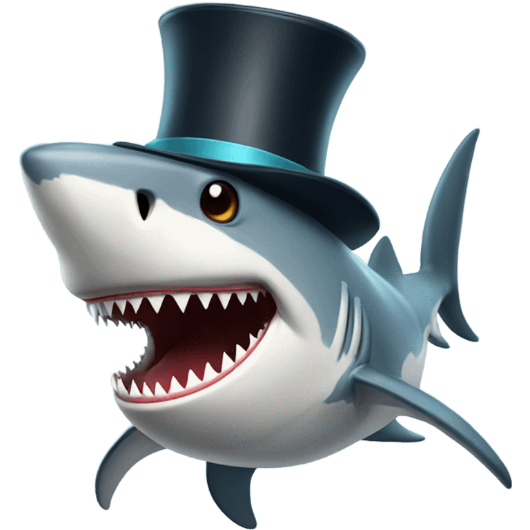 Shark with a top hat emoji