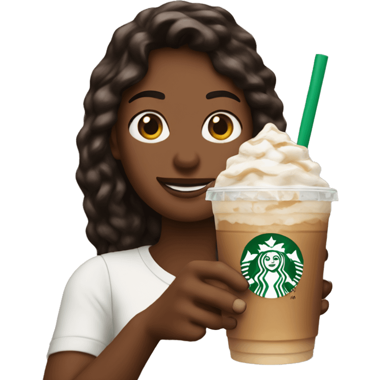 Starbucks iced latte in hand  emoji