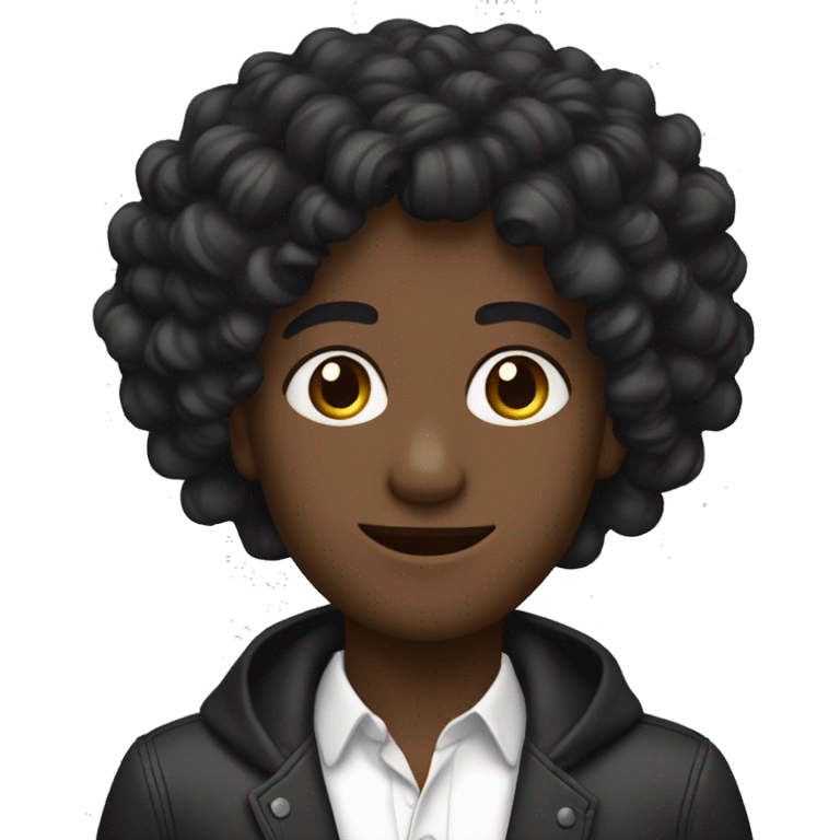 Crea una joven de pelo semi largo con aros negros  emoji