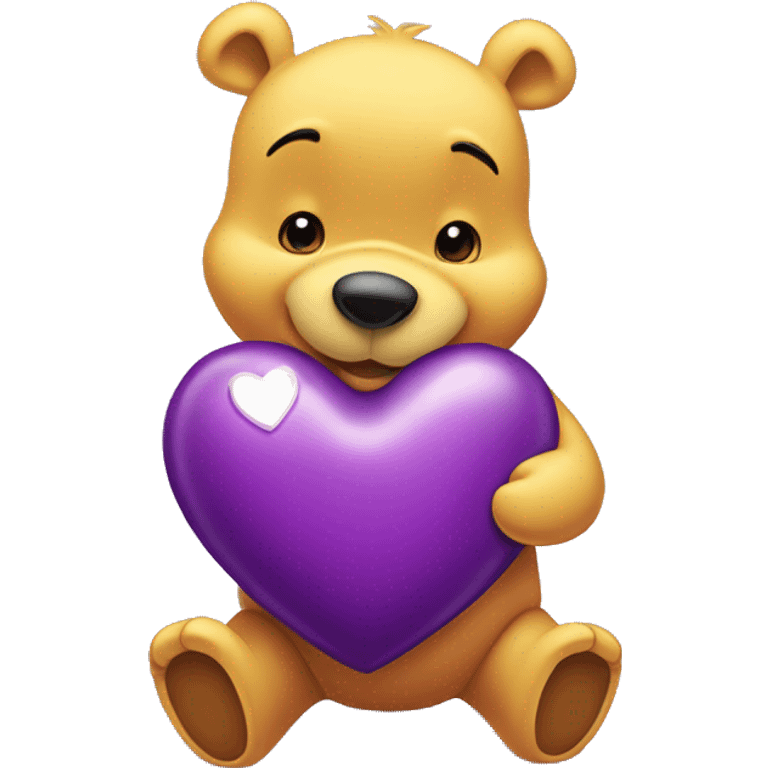 Winnie the Pooh holding a Purple Heart emoji