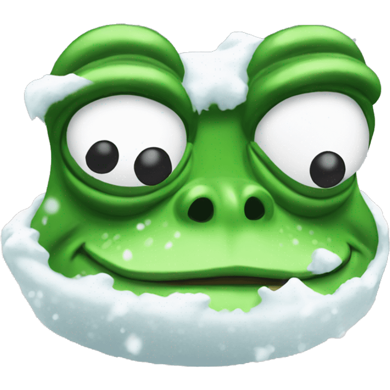 pepe the frog covered in snow emoji