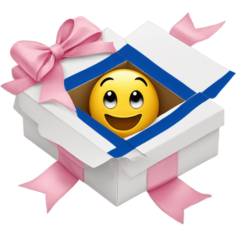 Israeli flag in a gift box with a pink bow on it  emoji