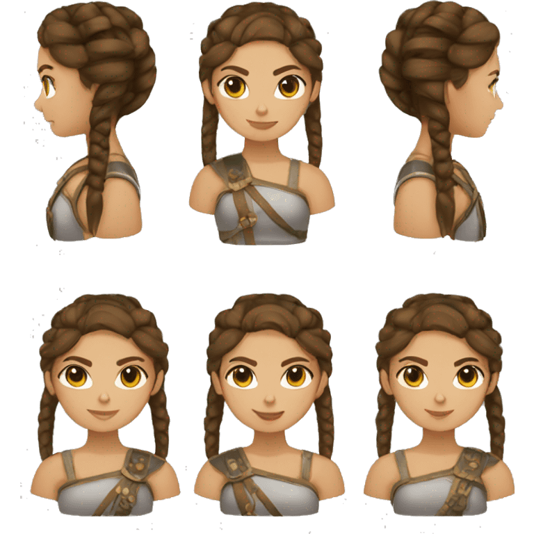 Girl gladiator with French braids, brown hair and sunglasses emoji