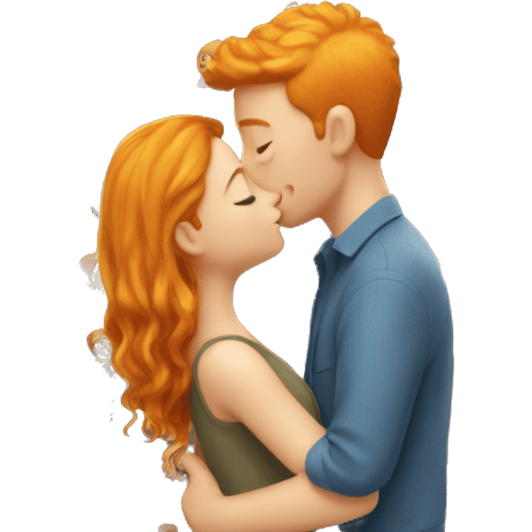 Ginger girl kissing blonde boy emoji