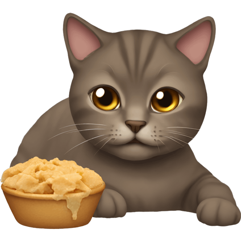 Brown british cat eating emoji