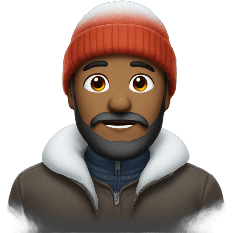 male in snow with hat dark beard emoji